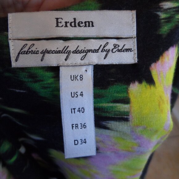 Erdem Black & Yellow Multi Abstract Print Sheath Dress Size 4 - Picture 13 of 16